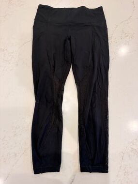 Lululemon Black Mesh Panel Leggings – Size 10 – Full Length